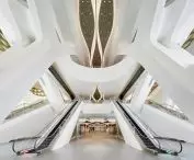 King Abdullah Financial District (KAFD) metro station in Riyadh - the interior of the station is a spacious, bright hall