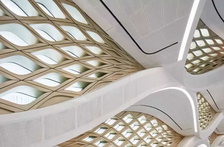 King Abdullah Financial District (KAFD) metro station in Riyadh - braided facades act as a source of natural light and a decorative element