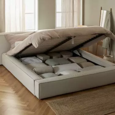 Bed with bedding drawer will make organization in the bedroom easier
