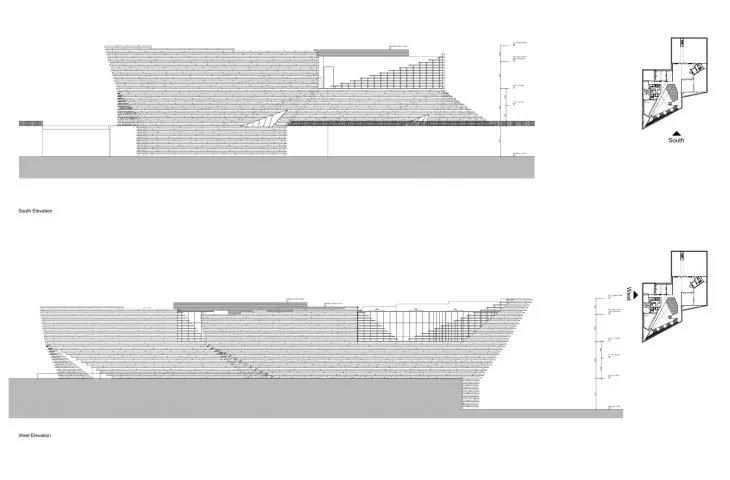 V&A Dundee (filia muzeum Wiktorii i Alberta w Dundee) – rysunek południowej i zachodniej elewacji 