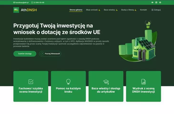 Strona aplikacji i panel logowania do konta