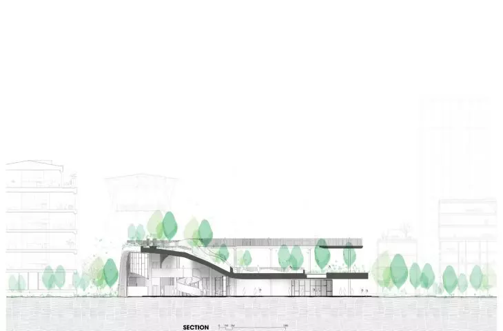 Art Exhibition Center in Son Tra, Vietnam - longitudinal cross section 