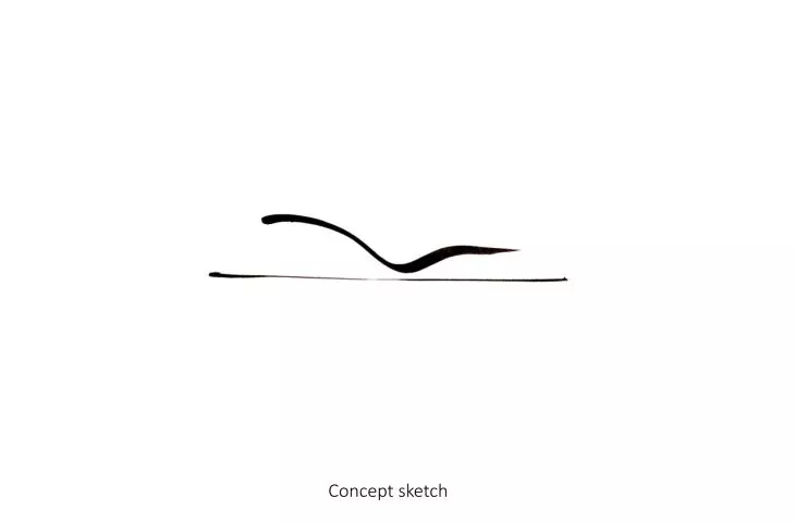 Art Exhibition Center in Son Tra, Vietnam - concept sketch referring to the image of a seagull, a typical bird for the coastal region of Son Tra