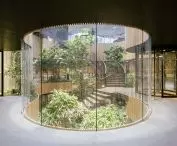 Copenhagen Opera Park (Operaparken) - a staircase inside the greenhouse leading to the underground parking lot 