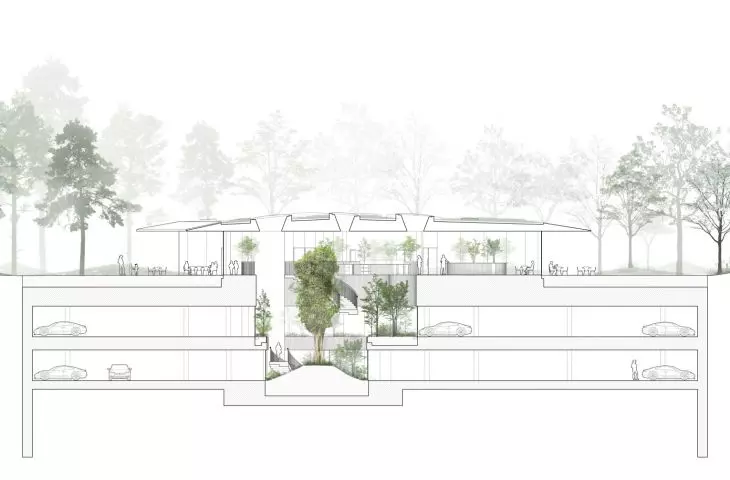 Copenhagen Opera Park (Operaparken) - cross-section of the greenhouse 
