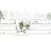 Opera Park w Kopenhadze (Operaparken) – przekrój poprzeczny szklarni 