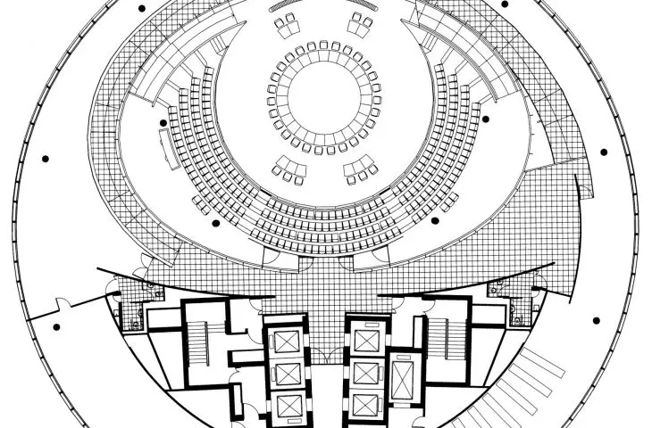 City Hall in London - projection of one of the twelve floors of the building