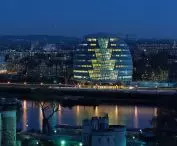 City Hall in London - the body of the building resembles an asymmetrical, tilted form similar to the shape of an egg