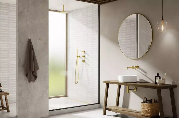 Concealed faucets in PVD brushed brass