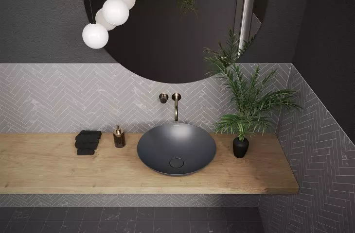 AVELLINO, Cool Grey 90 countertop washbasin-bowl