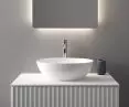 Ksuro 01 standing tall washbasin mixer, glossy chrome 10001010 Ksuro 02 oval countertop washbasin, white 20002000 Ksuro 02 undercounter cabinet with top, white mat 58003000