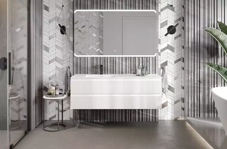 Rivel fluted undermount cabinet