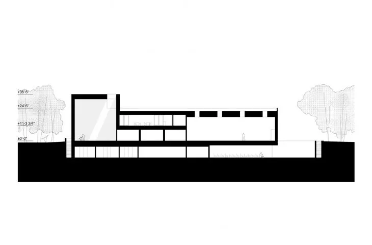 Robert Olnick Pavilion in Cold Spring, New York - longitudinal cross section 