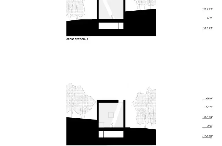 Robert Olnick Pavilion in Cold Spring, New York - cross section 