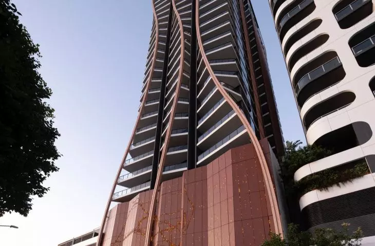 Wieżowiec Upper House w Brisbane, w Australii  – w dolnej części budynku znajduje się instalacja Judy Watson