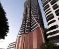 Upper House skyscraper in Brisbane, Australia - the lower part of the building features an installation by Judy Watson