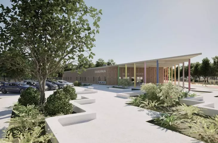 garden in front of the building