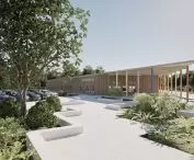 garden in front of the building