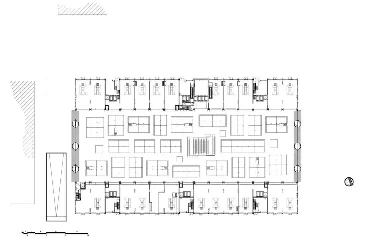 Market Hall (Markthal) in Rotterdam - first floor plan 