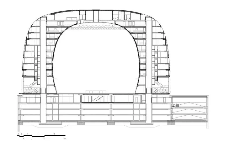 Market Hall (Markthal) in Rotterdam - cross section 