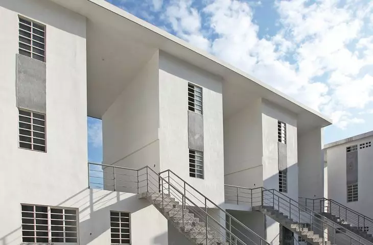 Social housing complex, Monterrey, Mexico, designed by Alejandro Aravena (ELEMENTAL), 2010