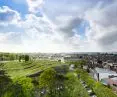 Marcel Sembat High School in Sotteville-lès-Rouen, Normandy - a bird's-eye view of the green-roofed building 