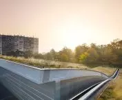 Marcel Sembat High School in Sotteville-lès-Rouen, Normandy - the facility's green roof harmoniously blends with its surroundings 