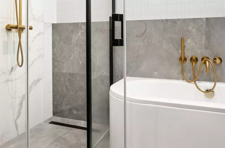 The architects managed to fit both a shower and a bathtub
