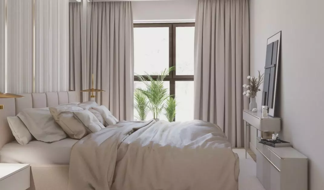 Light shades of beige give the space a fresh feel