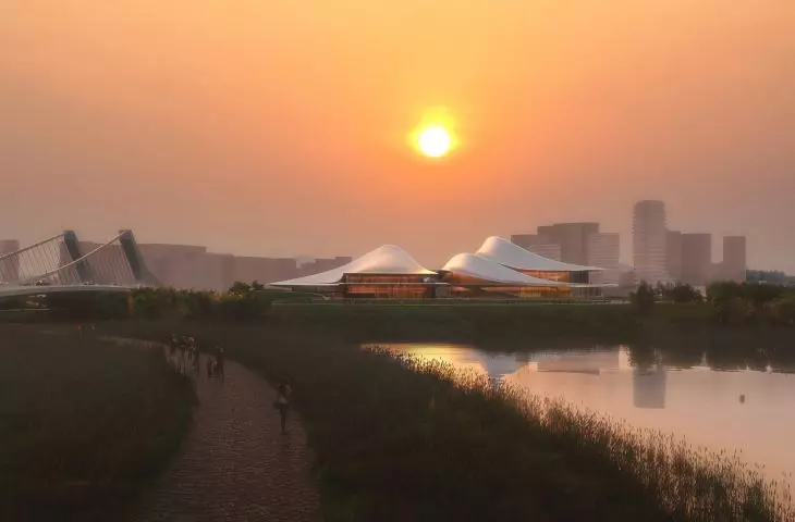 Cultural and Art Center on the Cao'e River in Zhejiang Province, China - the facility will become an integral part of the newly emerging cultural district in Shangyu District, Shaoxing City 