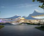 Cultural and Art Center on the Cao'e River in Zhejiang Province, China