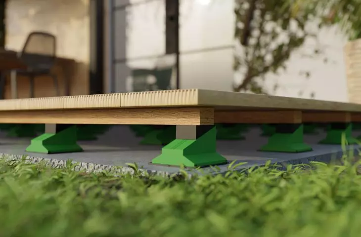 Harpoon brackets under wooden terrace - visualization