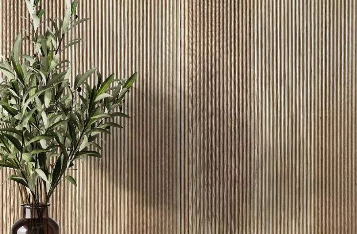 Arco Wood panel in Large format. Natural wood panel protected with flame retardant varnish