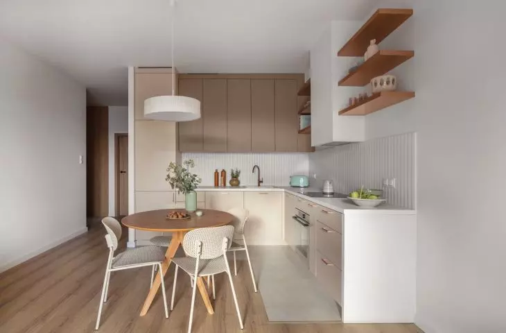 The custom cabinetry was made according to the architects' design