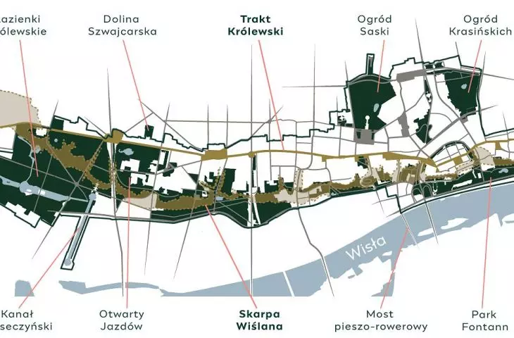 Mapa Parku Kulturowego Historyczne Centrum Warszawy 