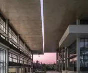 Wenzhou Medical University International Exchange Center - lecture building (left) and activity center (right) at dusk 