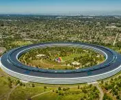 Apple Park w Cupertino w Kalifornii – widok na The Ring z lotu ptaka
