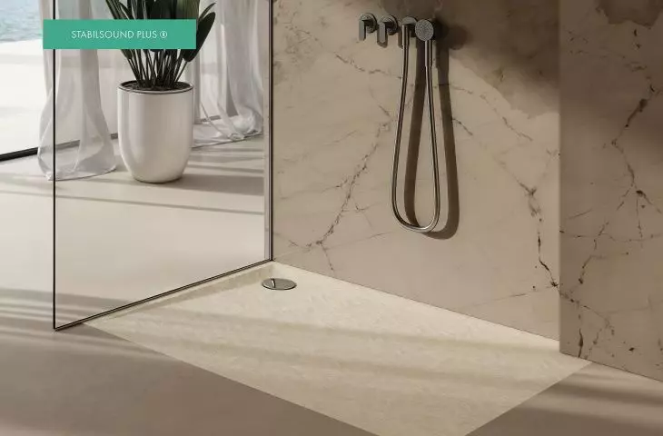 Libra Cashmere Stone – brodzik kompozytowy w technologii Stabilsound Plus®