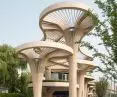 Solar Trees shopping mall in Shanghai - extensive shaded areas encourage visitors to take shelter from the sun