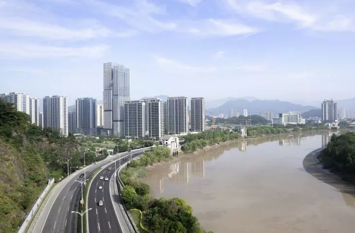Nansheng Center skyscraper in Wenzhou - view from the south side  