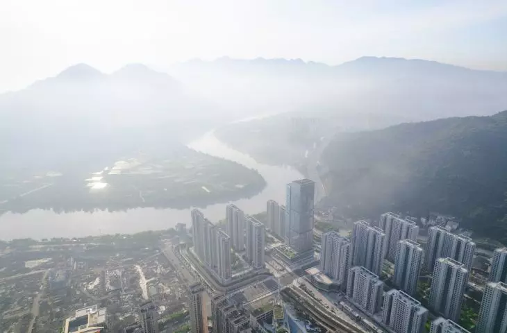 Nansheng Center skyscraper in Wenzhou - a bird's eye view of the west elevation
