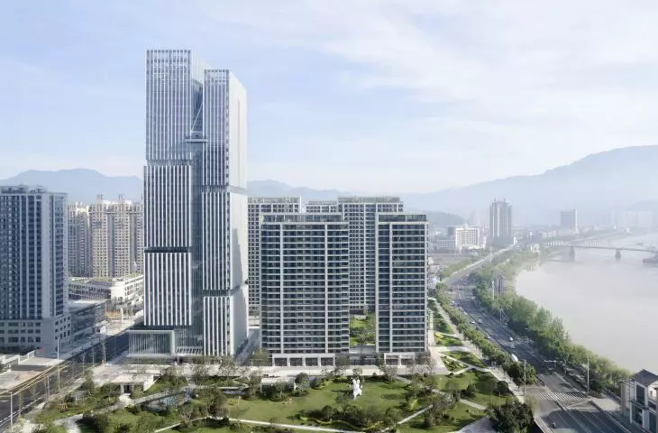 Nansheng Center skyscraper in Wenzhou - the body of the skyscraper consists of two rectangular segments