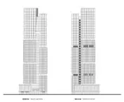 Nansheng Center skyscraper in Wenzhou - drawing of the south and north elevations 