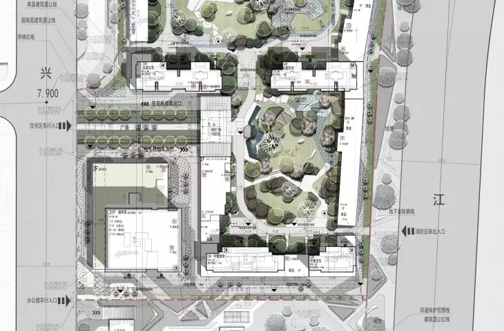Wieżowiec Nansheng Center w Wenzhou – plan zagospodarowania przestrzennego 