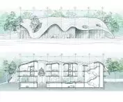 North elevation and cross-section A-A