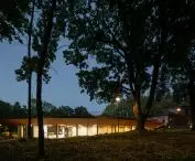 Historic mansion in Panevezys - view of the Art Center at night