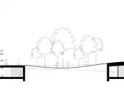 Historic mansion in Panevezys - longitudinal cross-section of the historic building and the new wing  