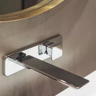 Gold details add a sophisticated touch to the space