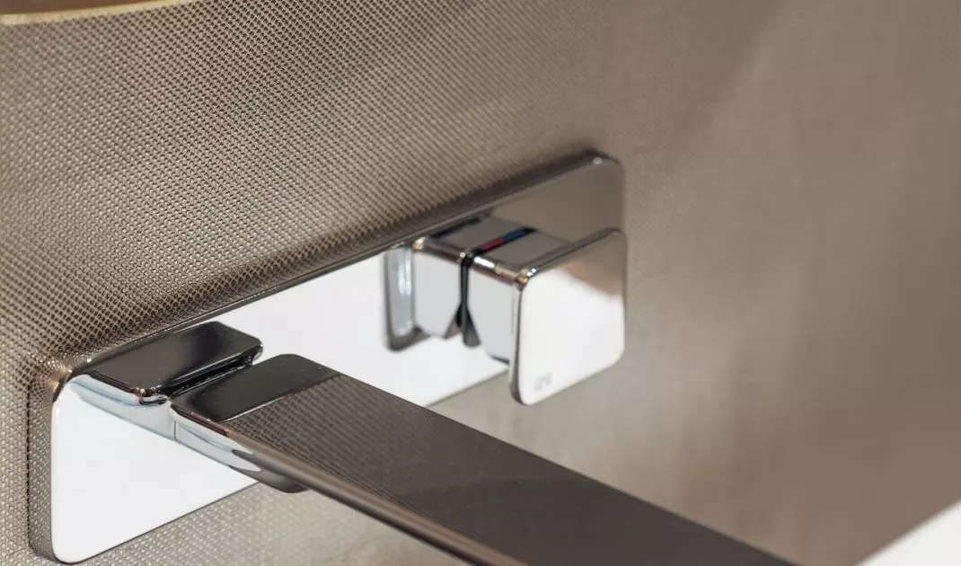 Gold details add a sophisticated touch to the space