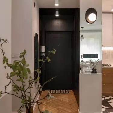 Doors and walls in the entrance area were painted black